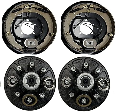 2-Pack Electric Trailer Brake 12" RH Backing Plates & Hub/Drum Kits (6.5" on 8)