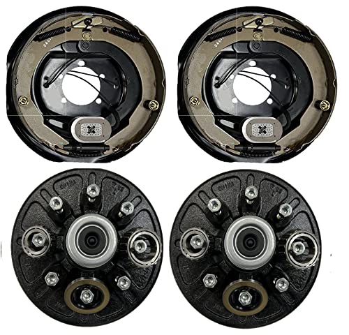 2-Pack Electric Trailer Brake 12" Rh Backing Plates & Hub/Drum Kits (6.5" On 8) #TOP28