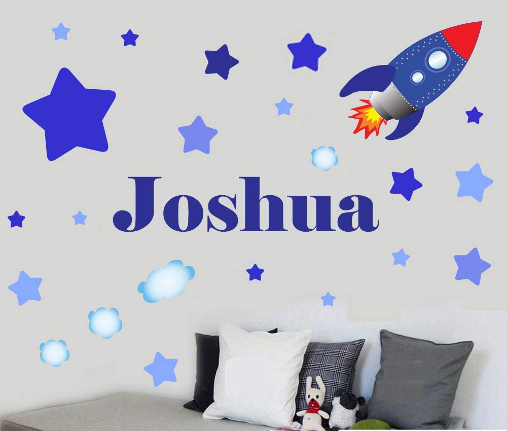 Personalised Childrens Space Design - with Rocket and Stars to Apply Anywhere on Your Wall