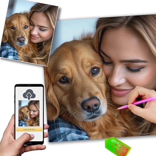 Diamond Painting Personnalisé 50x70cm avec Kit Complet de Peinture Diamant pour Adulte