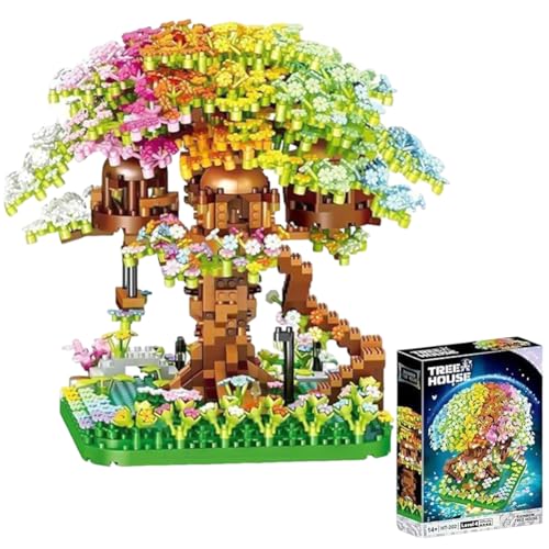 Mini Sakura Arbre Maison Construire Bloc,Ensemble de Construction Cabane dans Les Arbres,1345 Pcs Blocs De Construction Arbres De Fleurs De Cerisier,...