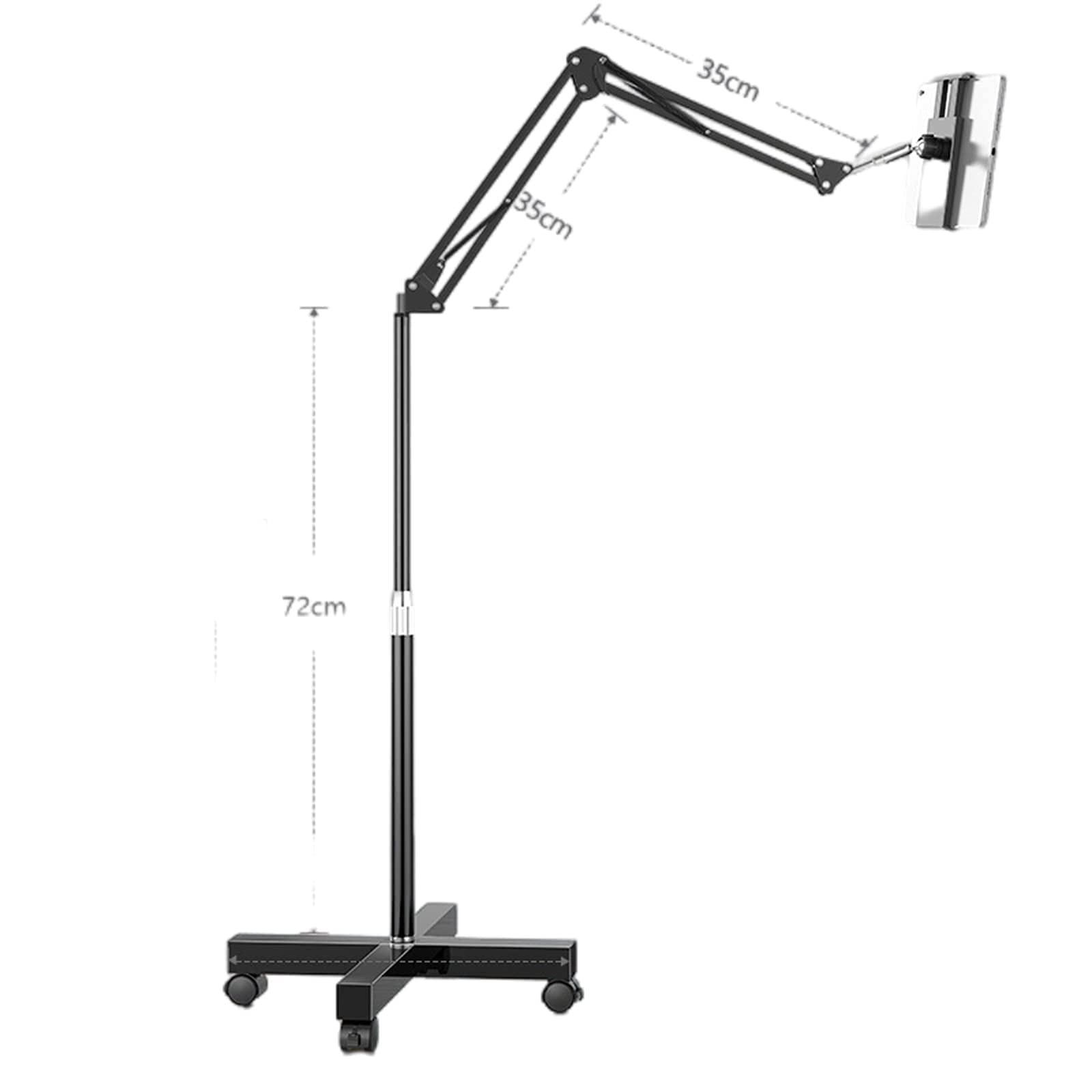 Supporto da Pavimento per Tablet Supporto per Telefono Cellulare Supporto per Tablet con Ruote Supporto per Staffa Regolabile a 360° con Braccio Pigro per iPad/Samsung Tab/iPhone/Switch e di