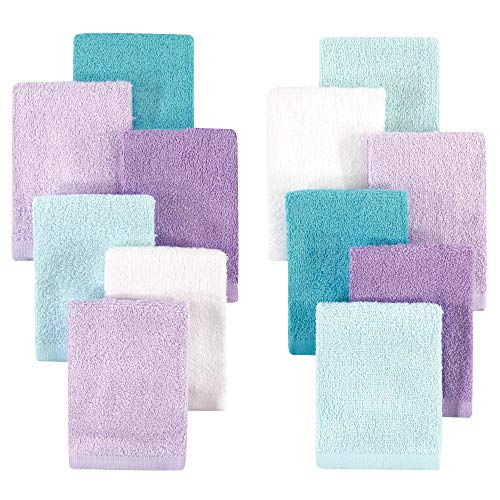 Image of Hudson Baby Unisex Baby Rayon from Bamboo Woven Washcloths 12pk, Purple Mint, One Size