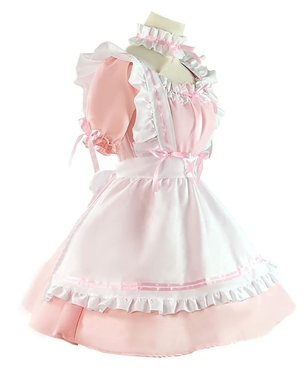 Anime French Maid Dress śliczna sukienka pokojówki Cosplay sukienka na Halloween, kostium pokojówki, zestaw, różowa, rozmiar L