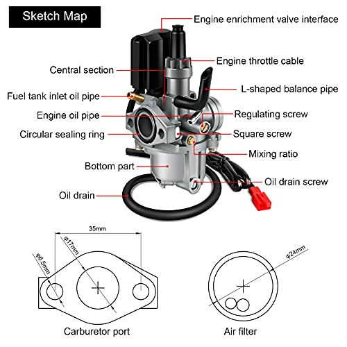 YAOBLUESEA Roller Vergaser Originalersatz für SPEEDFIGHT Scooter 1 & 2 50 cc