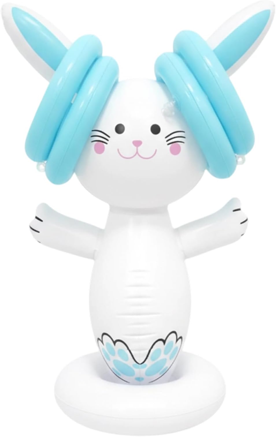 Inflatable Bunny Ring Toss Set with 4 Hoops, Easter Games, Family Carnival Entertainment for Outdoor Parties and Classroom Activities, Easter Bunny Themed Decorations