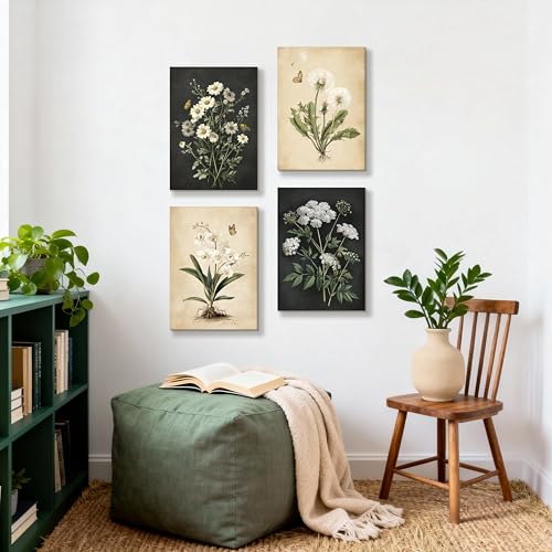 Cadre en bois rustique avec toile florale rétro de qualité supérieure - 3