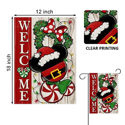 Welcome-Christmas-Santa-Decorative-Garden-Flag-Xmas-Peppermint-Candy-Wreath-Ornament-Yard-Outside-Decorations-Winter-Holiday-Farmhouse-Outdoor-Small-Home-Decor-Double-Sided-12-x-18 Welcome Christmas Santa Decorative Garden Flag Xmas Peppermint Candy Wreath Ornament Yard Outside Decorations Winter Holiday Farmhouse Outdoor Small Home Decor Double Sided 12 x 18