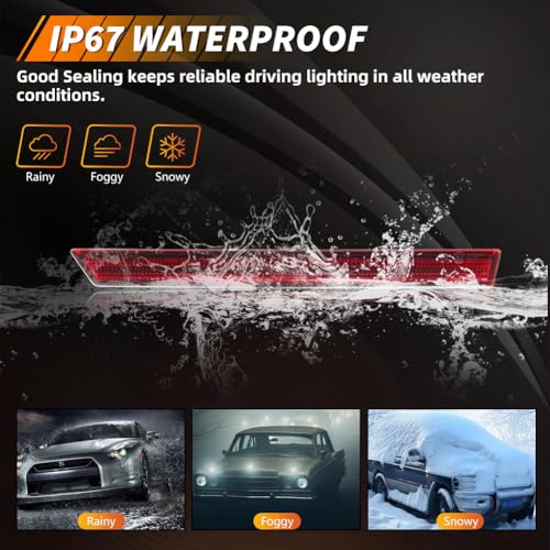 Image of Rear Bumper Reflector Compatible with Fo-rd Must-ANG 2013-2014, [DOT] [Waterproof] Rear Bumper Reflector Housing [No Bulbs], Replace OEM #DR3Z15A448A, 1 Pair, Red Lens