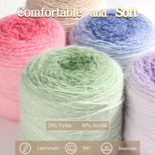 Image of Katech Ombre Yarn for Crocheting-Large Skein of Gradient Yarn Cake-2 Pack of 200g /7.05 oz-80% Acrylic,20% Nylon- #4 Medium-Perfect for Star Blankets, Scarves, Shawls and Garments (D)