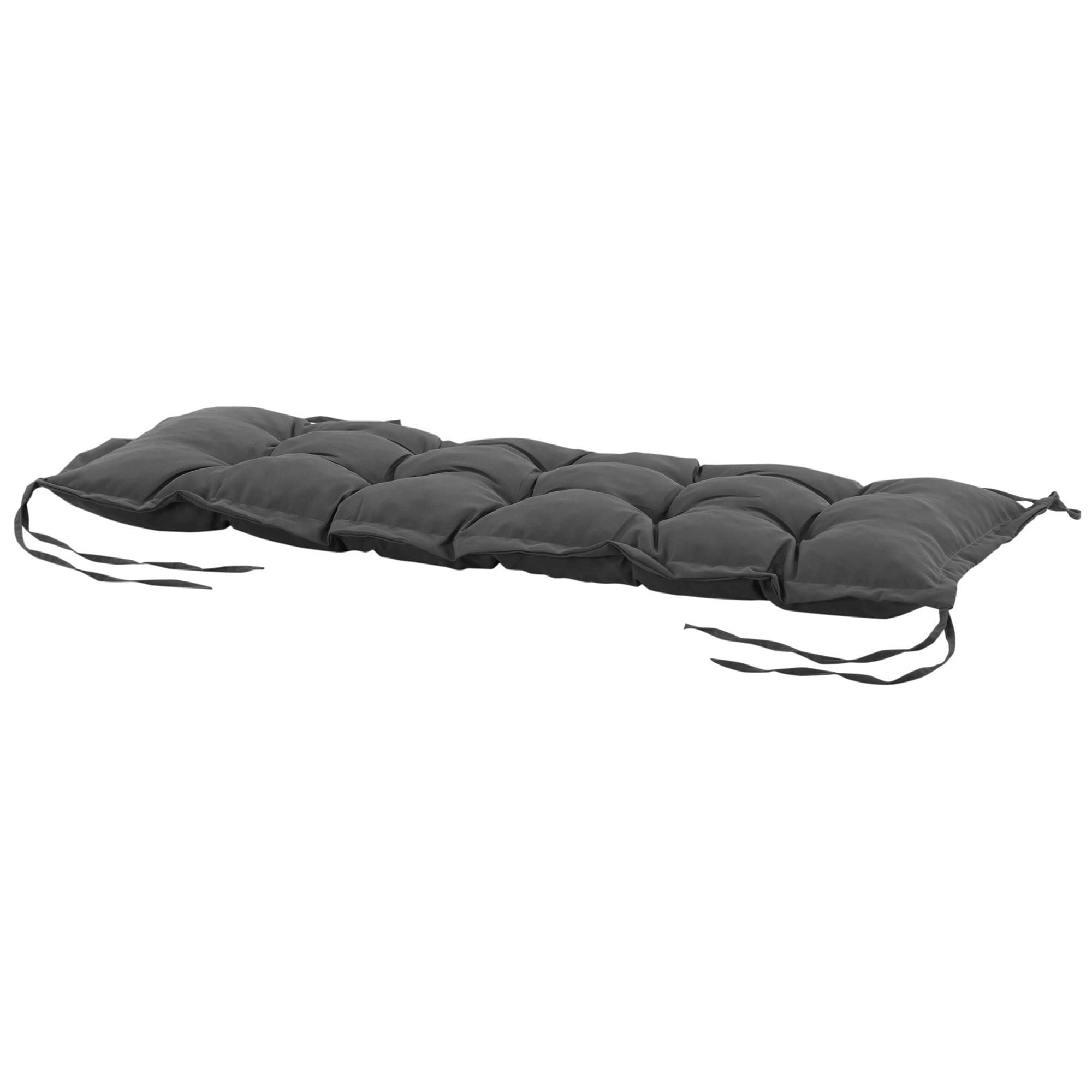 Outsunny Cuscino per Panchina da Giardino con Laccetti e Imbottitura Spessa, 100x40cm, Grigio Scuro