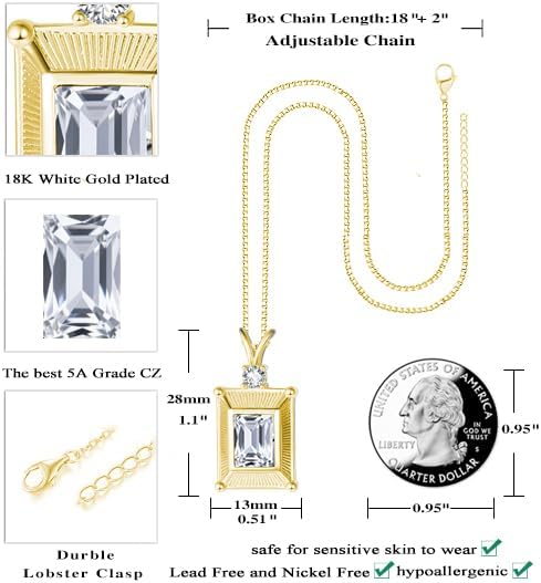 HeartMelody Gold Necklaces for Women,Wedding Anniversary Birthday Gifts for Wife Her,Mom,14K/18K White/Rose Gold Necklace Womens Jewelry Fashion with Square Pendant Birthstone - Image 4