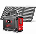 POWSTREAM-Solar-Generator-167Wh-Portable-Power-Station-with-30W-Solar-Panel-Included - 100W Backup Power Bank with AC Outlets DC USB QC3.0 for Camping Boat Trip Hunting Outdoor Adventures Emergency