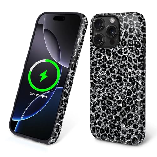 TAMEFOX Case for iPhone 14 Pro,[Compatible with MagSafe],Anti Drop Scratch Protective Magnetic Cover for Women Girl-Black Leopard Cheetah Aesthetic