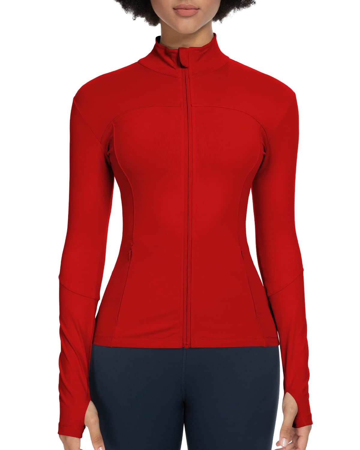 colorskin Workout Jackets for Women Full Zip Athletic Running Track Jacket with Pockets Slim Fit Yoga Jacket with Thumb Holes