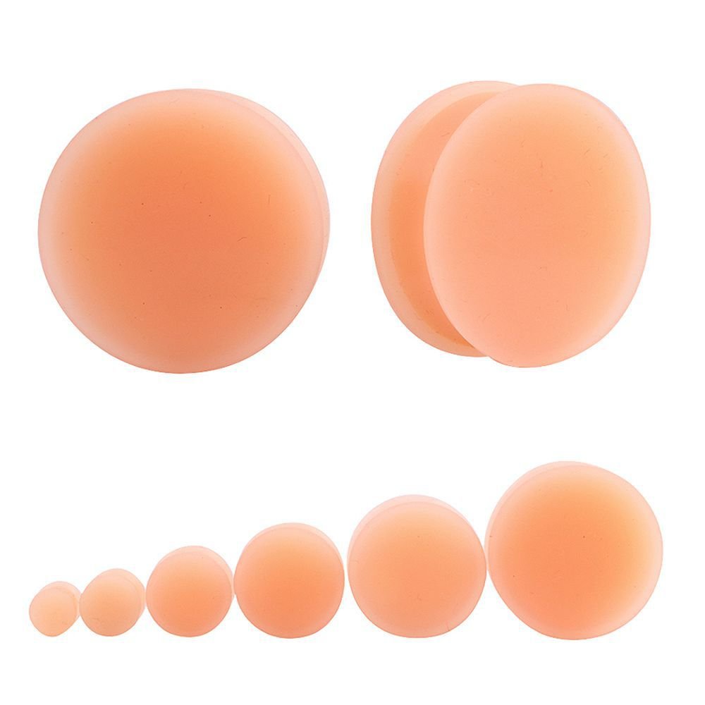 1 Pair Thick Silicone Flesh Tunnel Ear Gauges | Soft Plugs For Stretching, Multi-Color, Sizes From 2g (6mm) To 1\" (25mm) 3 thumbnail image