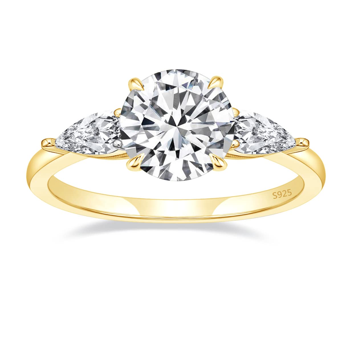 EAMTI 2CT 925 Sterling Silver Engagement Rings for Women Round Cut 3-Stone Promise Rings for Her Cubic Zirconia CZ Wedding bands Size 3-11