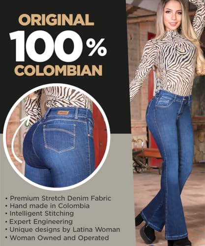 Pantalones Colombianos Levanta Cola | Butt Lifting Jeans for Women Colombian Jeans for Women Butt Lift Boot Cut Jeans Blue2
