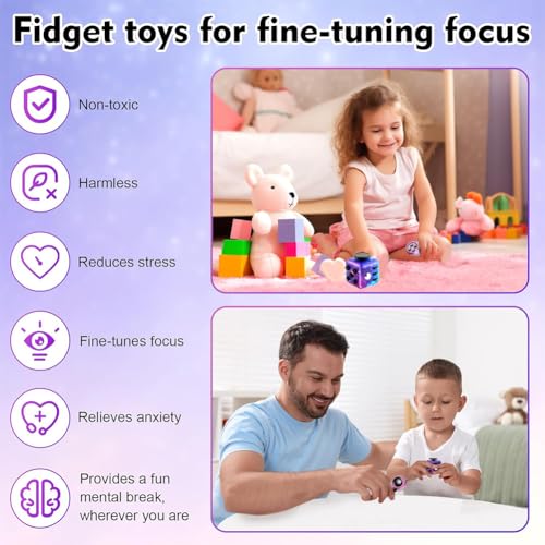 MPQDFG 2 Stück Zappelspielzeugset, Galaxy Anti-Stress-Würfelspielzeug, Infinity-Würfel, Zappelpad-Controller, Kleine Geschenke Für Kinder Und Erwachsene Zum Stressabbau In Stresssituationen