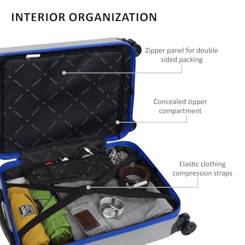 Image of Nautica Trolley Luggage Bag 20 inches - Lightweight | ABS Hardshell Material|Trolley with 4 Spinner Wheels and Resetable Combination Lock | Unisex | Small Cabin Trolley Bag for Men & Women, Silver