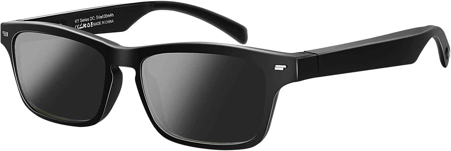 CatXQ Smart Glasses,Wireless Bluetooth,IP5 Waterproof,Air Conduction Sound (Music&Call) for All Smart Devices Support DIY Lens Replacement - Polarized Lens Sunglasses