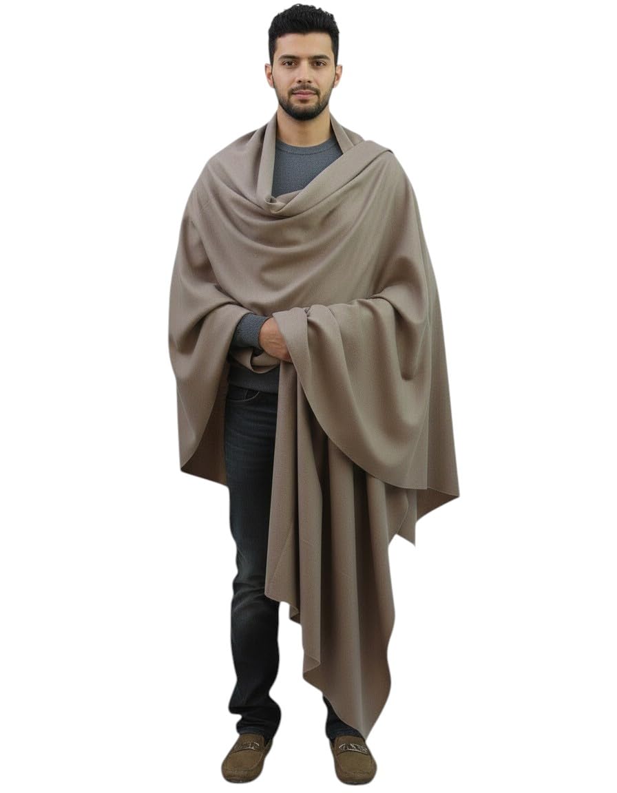 KAVIM Dark Grey Wool Solid Men's Shawl KA-SWL-05-picture-31