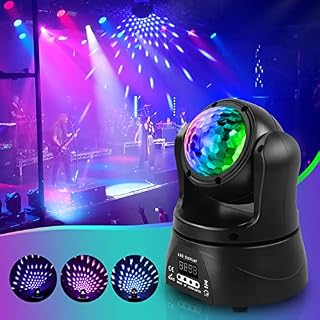 Moving Head Party Lights, Gobos DMX 512 Stage Lights, 15 Channels Disco Ball DJ Lights 4 in 1 Led Sound Activated Strobe Lights for Club Live Show Wedding Bar Birthday Halloween Christmas
