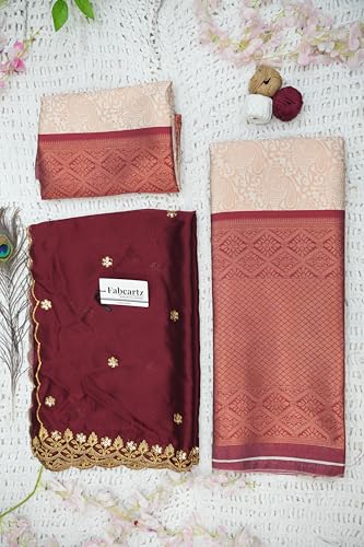 Image of Fabcartz South Indian Half and Half Saree For Women