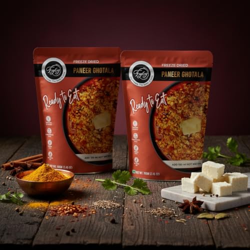 Image of FzyEzy Freeze-Dried Paneer Gotala | Ready-to-Eat Indian Curry | High-Protein | Gluten-Free | No Preservatives | Authentic Taste | Just Add Hot Water | 70gm