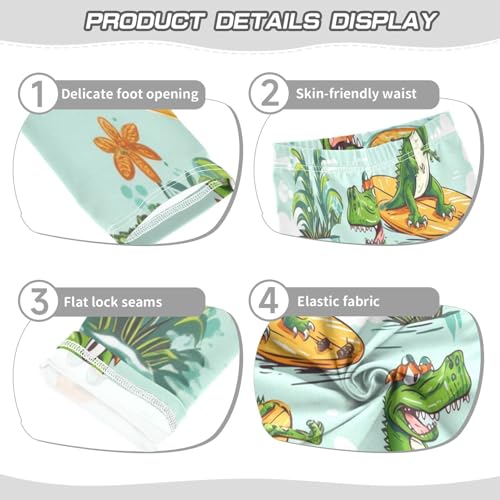 Bolaz Toddler Girls Leggings Printed Yoga Pants Leggings Skateboard Green Dinosuar for Kids3