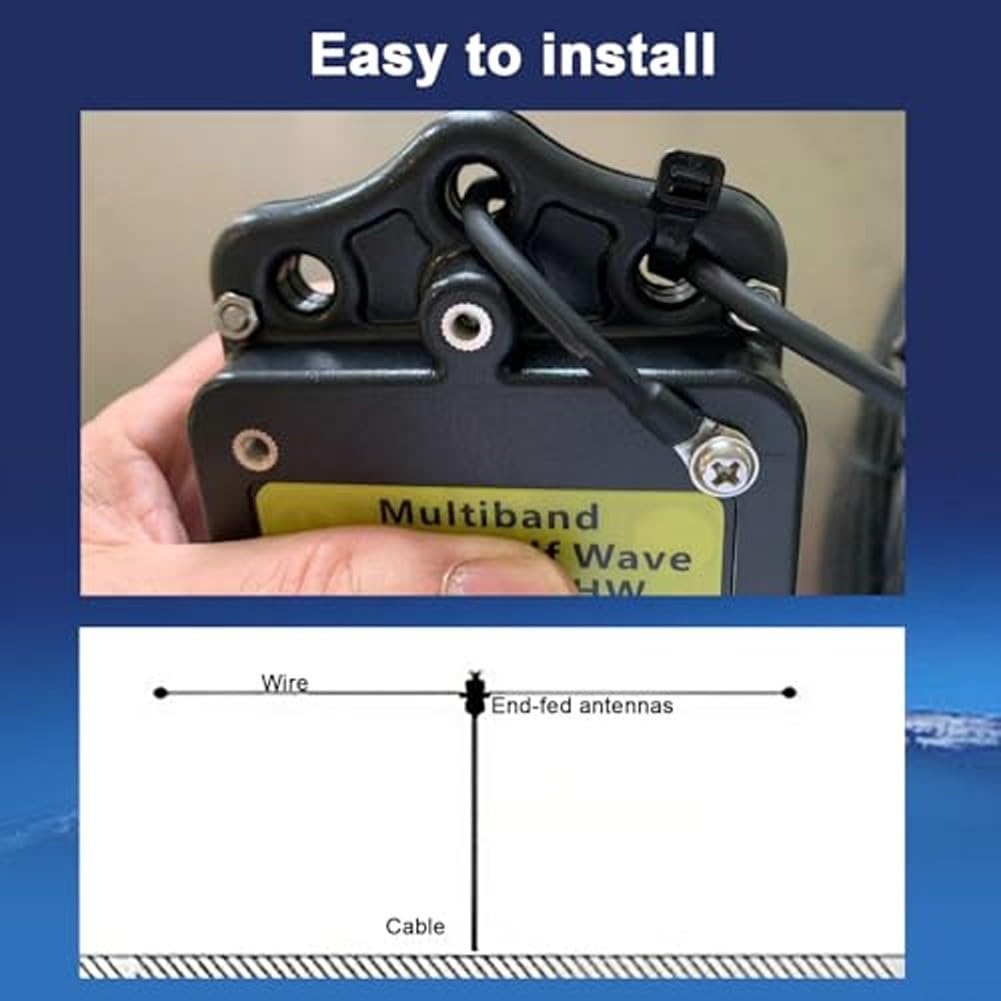 Antenne Balun, 1:64 améliorée 150 W 1-30 MHz demi-onde à haute fréquence pour ondes courtes 4 bandes 8 bandes