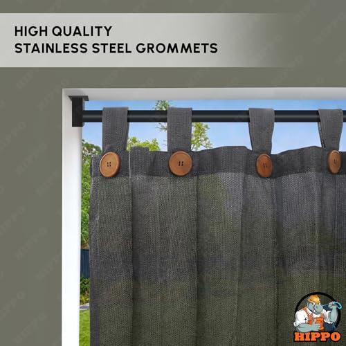 Image of HIPPO HDPE Outdoor Loop Curtains Sun Blocking, UV Protection, Light-Filtering for Garden Balcony Curtain, 150 GSM (MM-Grey, 3FTX8FT, 2PC)