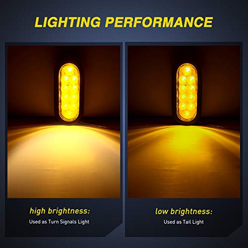 Image of Nilight 6 inch Oval Amber LED Trailer Turn Signal Light, 2 Pack, Grommet Mount