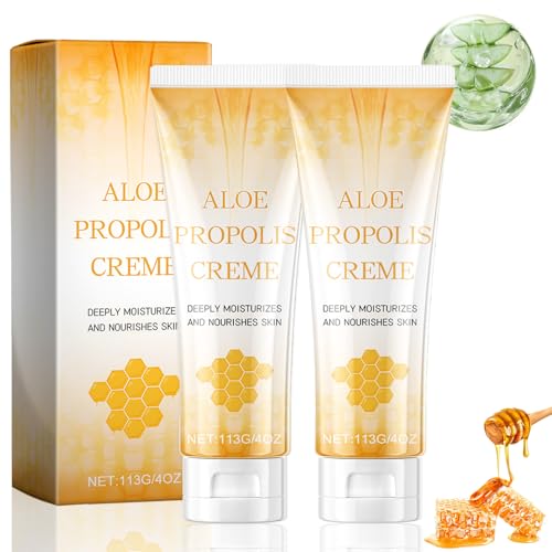 Aloe Propolis Creme Propolis Salbe für Trockene und Gereizte Haut Intensive Feuchtigkeitscreme mit Aloe Beruhigt die Haut Tiefenhydration für Gesicht und Körper Anti Aging Creme Frauen (2 PCS)