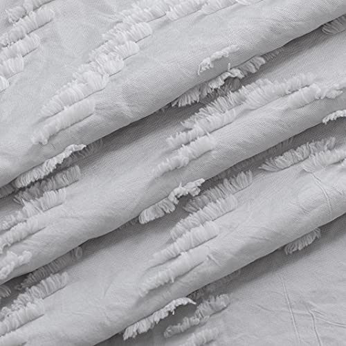 Easy Home Grey Jacquard, Tufts Style Kitchen Valance Curtain Tufted Embroidery Wave Shabby Chic Window Curtain Rod Pocket For Windows Bedroom Bathroom (58"X18") #TOP5