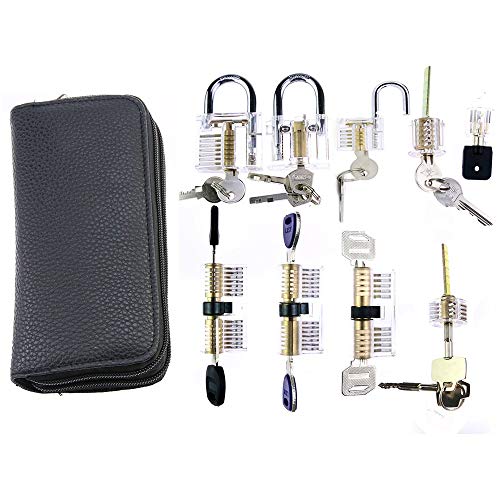 Kit de Crochetage Serrure,Transparente Cadenas, PHOTO PUCTURE SET POUR LE VERRESMITH Débutant, 24pcs Retirez l'outil Pick Pick avec diverses combinaisons transparentes de verrouillage, kit d'outils de