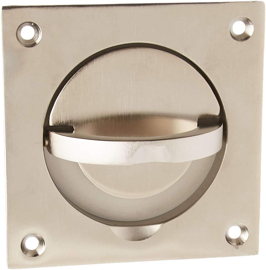 Baldwin 0397056SOL Flush Ring Pull, with Solid Spindle Lifetime Satin Nickel