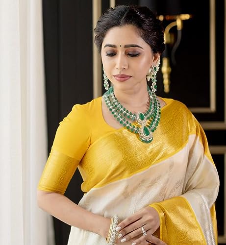 Orbexa yellow silk navratri saree – image 4