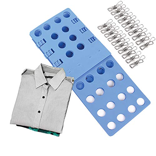 Pinzas de Ropa Acero Inoxidable 20 Piezas, Doblador de Camisetas Camisas Ropa Adulto Infantil-Tabla para Doblar Ropa