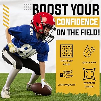 HANDLANDY Youth Football Gloves, Sticky Wide Receiver Gloves for Kids & Adults, 2 Pairs Bundle