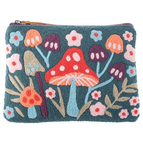 Karma Embroidered Carry All, Travel Makeup Bag, Toiletry Bag for Women, Organization Bag, Mushroom