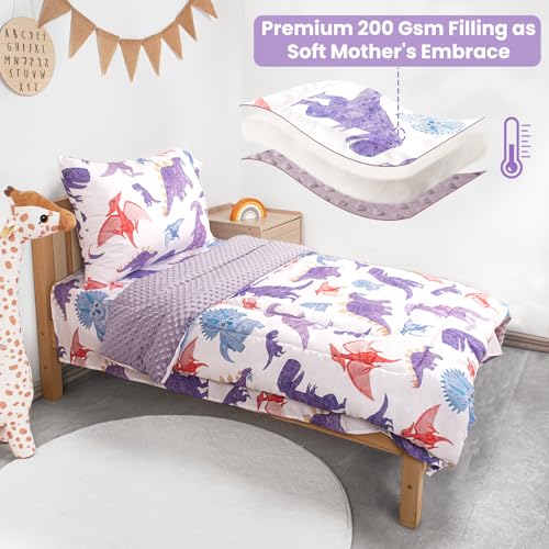 Image of 4 Piece Toddler Bedding Set, Plush Minky Crib Bedding Set