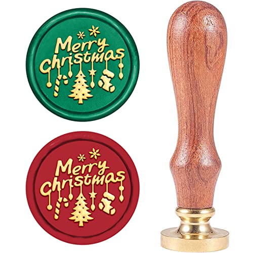 CRASPIRE シーリングスタンプ クリスマス ワックスシールスタンプ 25mm シーリングワックス スタンプ 真鍮ヘッド 木製ハンドル 封印 取り外し可能 封蝋 レター 結婚式 招待状 メッセージカード 手紙 初心者