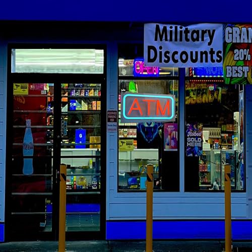 Image of ATM Neon Sign, Mini Size, 12 inchx6 inch, 12V-Powered Business Signboards for Convenience Store, Gas Station, Liquor Shop, Mini Market, High Brightness, Clear Acrylic Backboard, Wall Window Decor