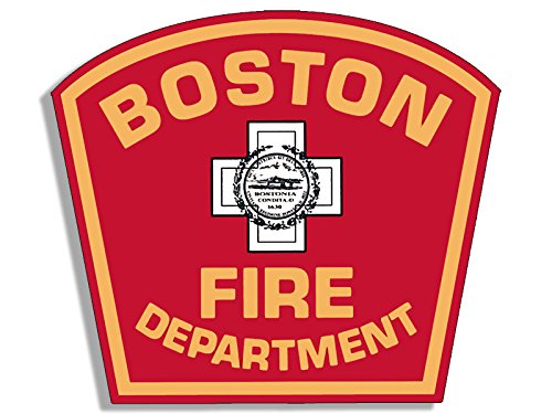 Boston Fire Dept Logo Shaped Sticker (Firefighter Department Mass) (3 x 3.5 inch)