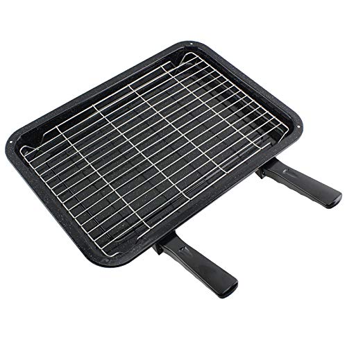 SPARES2GO Large Grill Pan, Rack & Dual Detachable Handles for Bosch Oven Cookers