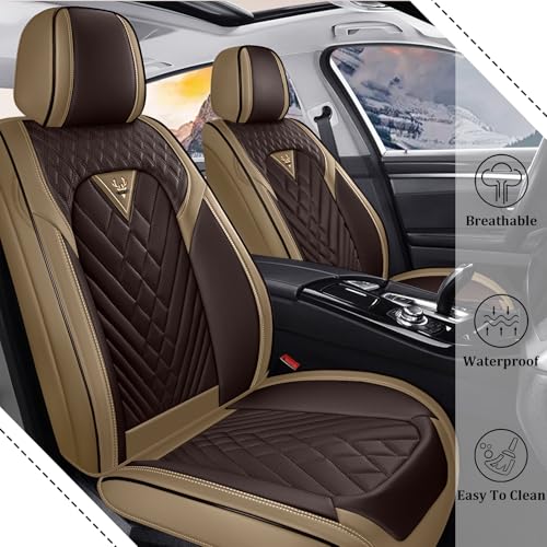 Image of Car Seat Covers Full Set for Subaru 2000-2026, Waterproof Nappa Leather Car Seat Cover, Full Coverage Car Seat Covers Sets(5 Seats /Brown Coffee)