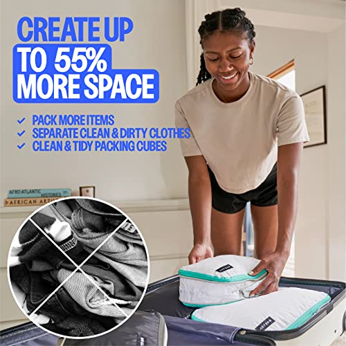 Compression Packing Cubes - 2 Pack Clean Dirty Separate Zipper - Luggage & Suitcase Organizer Travel Cube, Large Small Laundry Compartment Organizers for Clothes, Shoes Makeup4