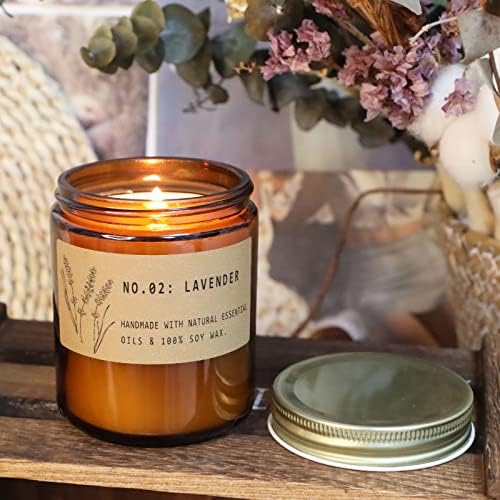 Scented Candles Gift Set,7.2oz Long Burning Soy Candles, Natural Organic Candles for Stress Relief Relaxation, Gifts Set for Women,2Pack-Lavender,Amber Moss