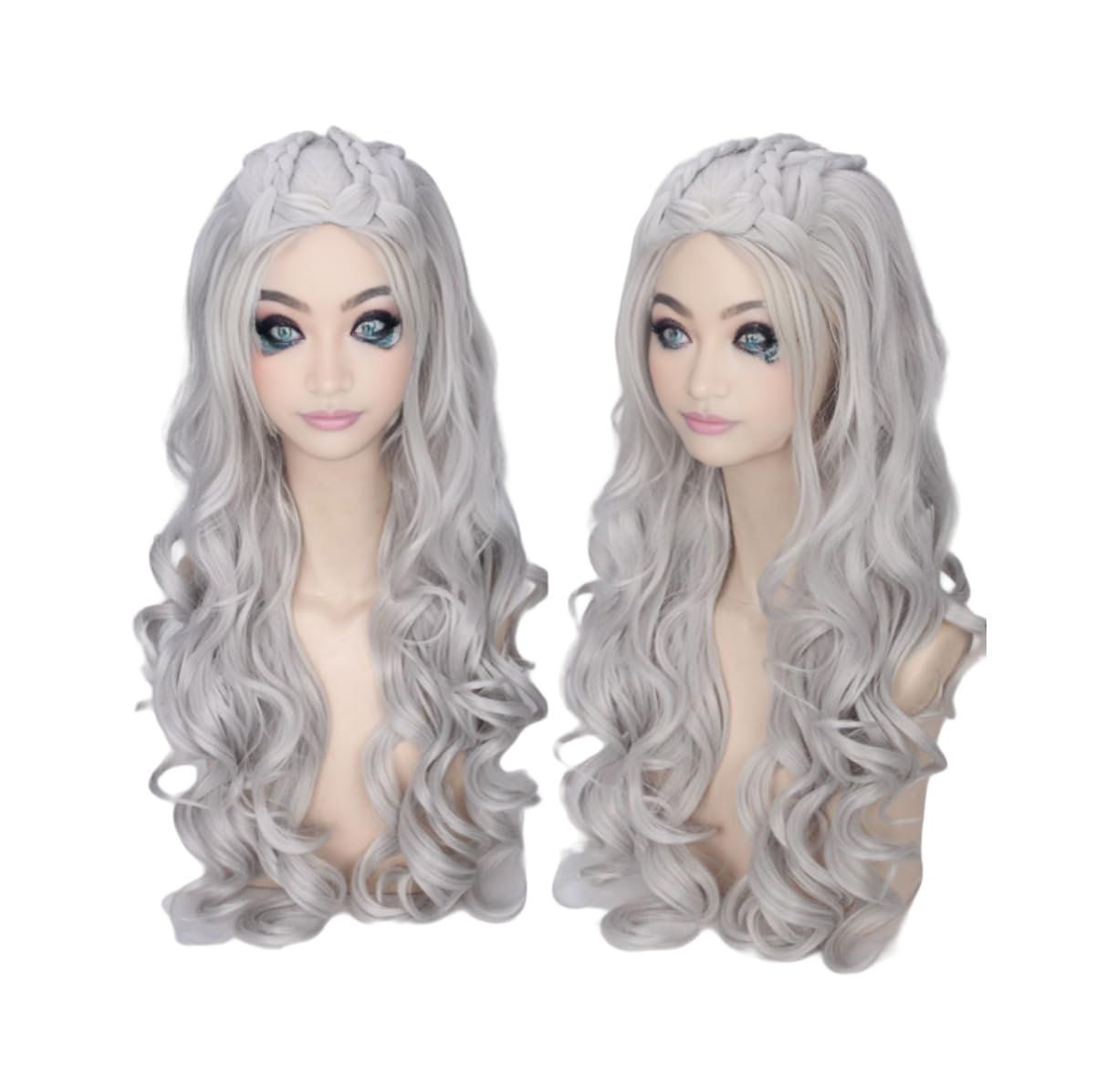 Anime Women Long 31.5''/80cm Gray Curly Wig, Wavy Cosplay Costume Heat Resistant Fibre Wig